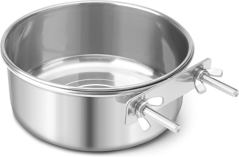 Reshiho Dog Bowl Stainless Steel Pet Hanging Food Water Bowl Cage Feeding Cup Feeder for Dogs Cats Rabbits Birds Small Animal (Large) - Image 1